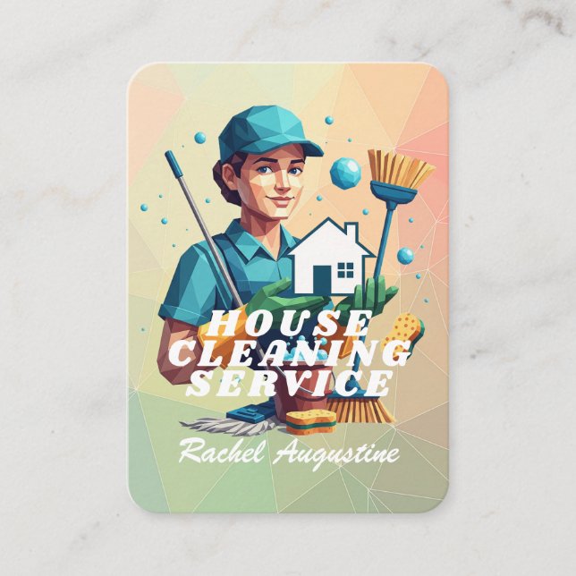 Cartão De Visita Professional House Cleaning Service Housekeeping (Frente)