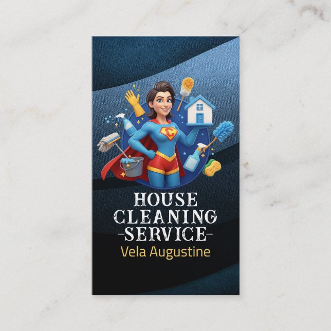 Cartão De Visita Professional House Cleaning Service Housekeeping (Frente)