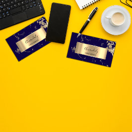 Cartão De Visita Professional Luxury Gold Abstract Marble Blue Navy