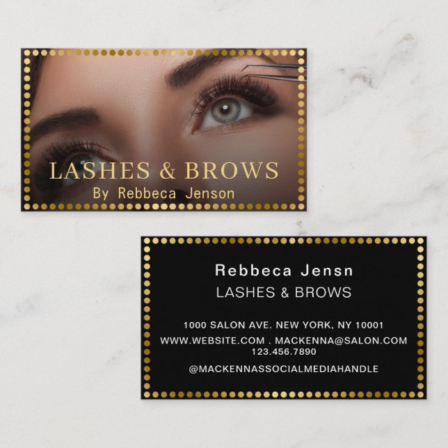 Cartão De Visita Professional Makeup Artist Eyelash & Brow QR CODE  (Frente/Verso)