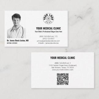 Cartão De Visita Professional Medical Doctor Photo & Logo, QR Code