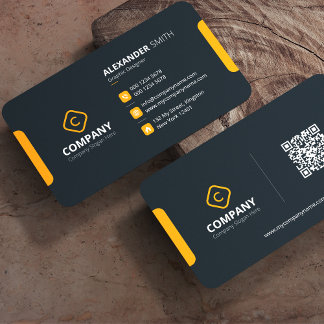 Cartão De Visita Professional Minimalist Orange & Gray Corporate