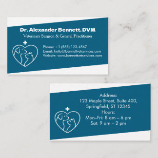 Cartão De Visita Professional Minimalist Veterinary Busines Card