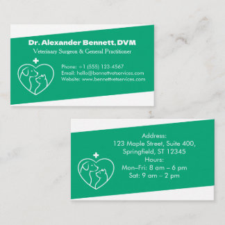 Cartão De Visita Professional Minimalist Veterinary Busines Card