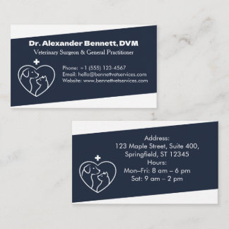 Cartão De Visita Professional Minimalist Veterinary Busines Card