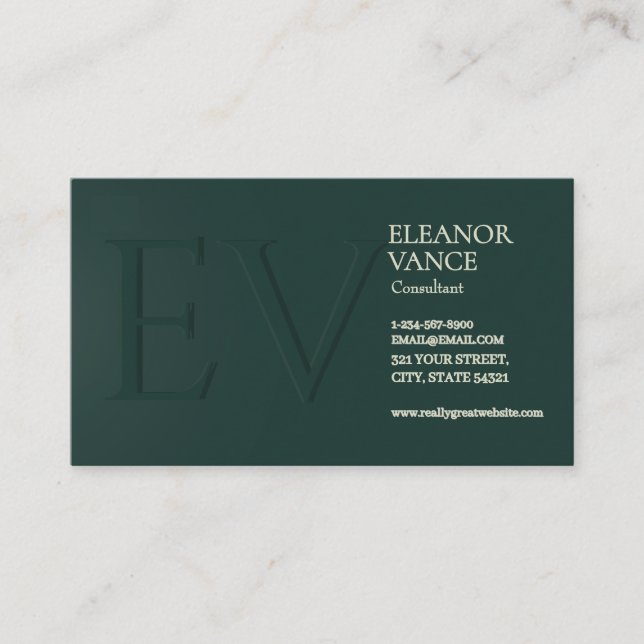 Cartão De Visita Professional Modern Contemporary Minimalist Green  (Frente)