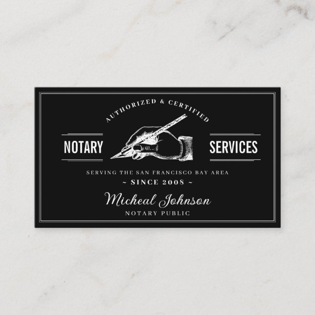 Cartão De Visita Professional Notary Services QR Code Customizable (Frente)