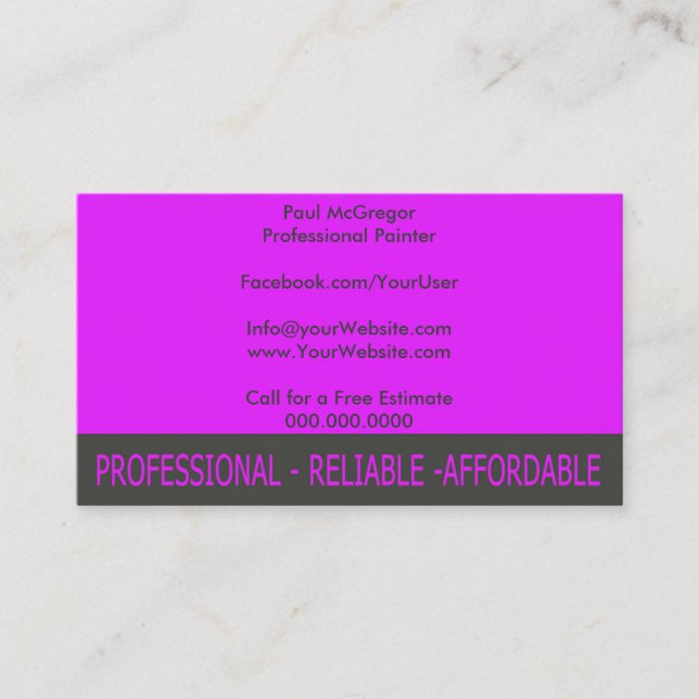 Cartão De Visita Professional Painter Business Card (Frente)