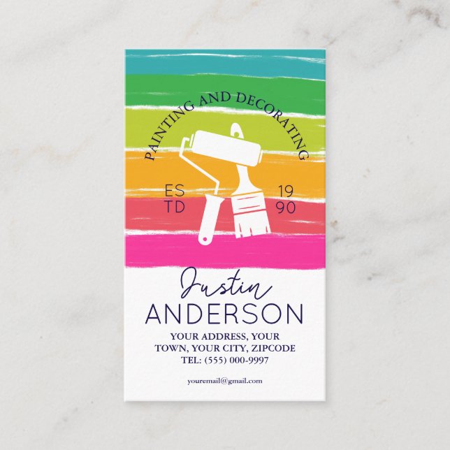 Cartão De Visita Professional Painting and Decorating handyman (Frente)