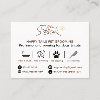 Cartão De Visita Professional Pet Grooming Custom Business Card