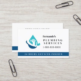 Cartão De Visita Professional Plumbing Service Business Logo
