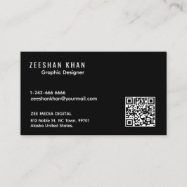 Cartão De Visita Professional QR Code Black Classic Business Card 