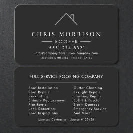 Cartão De Visita Professional Silver & Black Roofing Company