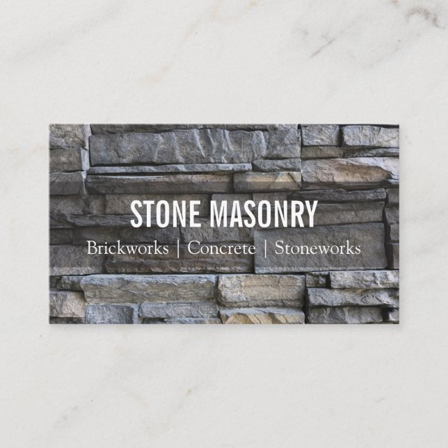 Cartão De Visita Professional Stone Masonry Business Card Design (Frente)