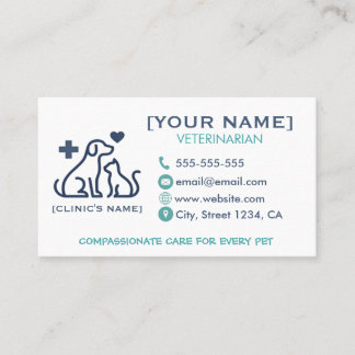 Cartão De Visita Professional Veterinarian Minimalist 