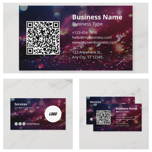 Cartão De Visita Professional Your Logo Here Scable QR Code (Professional Your Logo Here Scannable QR Code Business Cards)