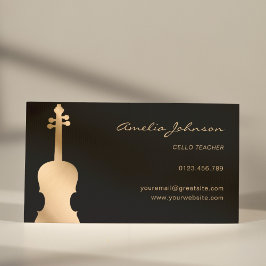 Cartão De Visita Professor Cello Dourado&Preto Elegante