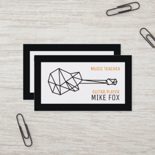 Cartão De Visita professor da guitarra da música, branco preto