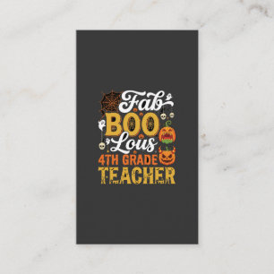 Cartão De Visita Professor de 4ª série Faboolous no Halloween