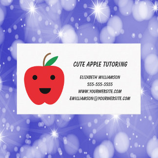 Cartão De Visita Professor de Apple Tutor Cute Red Personalize