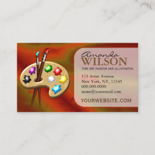 Cartão De Visita Professor de arte fino colorido alaranjado da loja