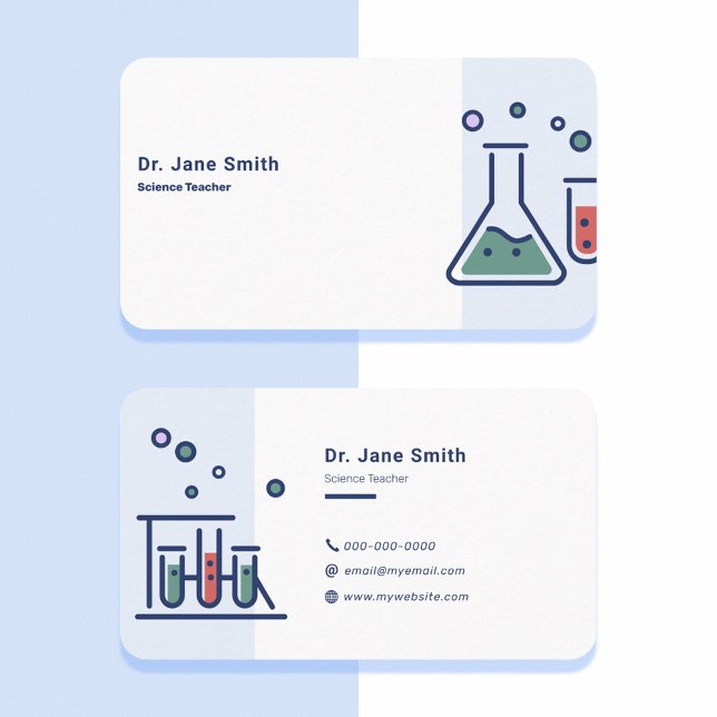 Cartão De Visita Professor de Ciência Azul (Science Teacher Blue Business Card)
