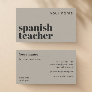 Cartão de Visita Professor de Espanhol segunda lín