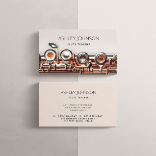 Cartão De Visita Professor de Flauta Moderno Solista Leve Rosa Rosa