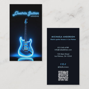 Cartão De Visita Professor de Guitarra Elétrica Código QR & Mídias 
