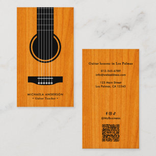 Cartão De Visita Professor de Guitarra Profissional Código QR e Míd