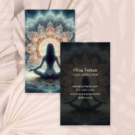 Cartão De Visita Professor de Ioga Moderna Mandala Yogi Girl