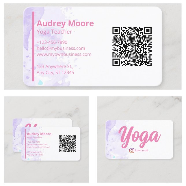 Cartão De Visita Professor de Ioga Moderna Roxo (Purple Modern Yoga Teacher Business Card
)