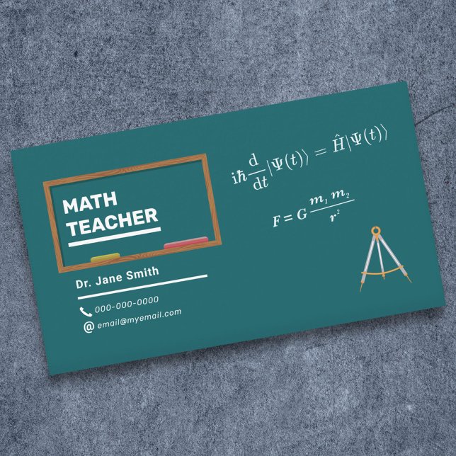 Cartão De Visita Professor de Matemática de Equações e Compas (Equations & Compas Math Teacher Business Card)