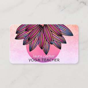 Cartão De Visita Professor de Meditação de Ioga Flor Rosa Lotus