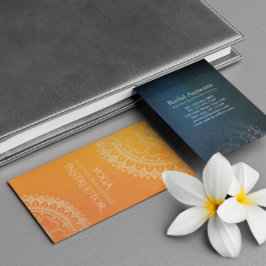 Cartão De Visita Professor de Meditação Yoga Modern Orange Dourada 