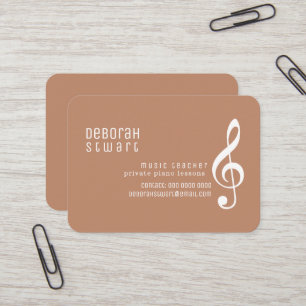 Cartão De Visita Professor de Música Boho Brown Terracota