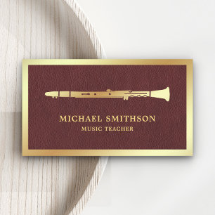 Cartão De Visita Professor de Música de Clarinete de Couro Marrom c