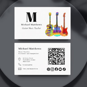 Cartão De Visita Professor de Música de Guitarra código QR Personal