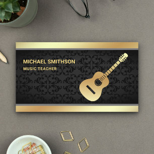 Cartão De Visita Professor de Música de Guitarra Dourada em Damasco