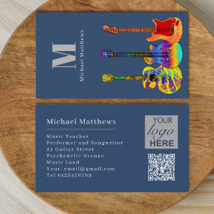 Cartão De Visita Professor de Música de Guitarra Logotipo de Músico