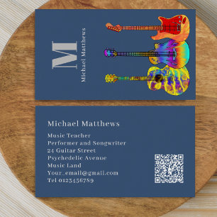 Cartão De Visita Professor de Música de Guitarra Músico Código QR P
