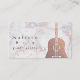 Cartão De Visita professor de música faux rosa gold guitar no mármo