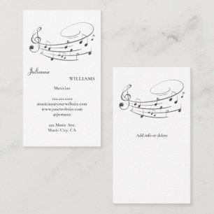 Cartão De Visita Professor de Música Notas de Música Clave de Sol