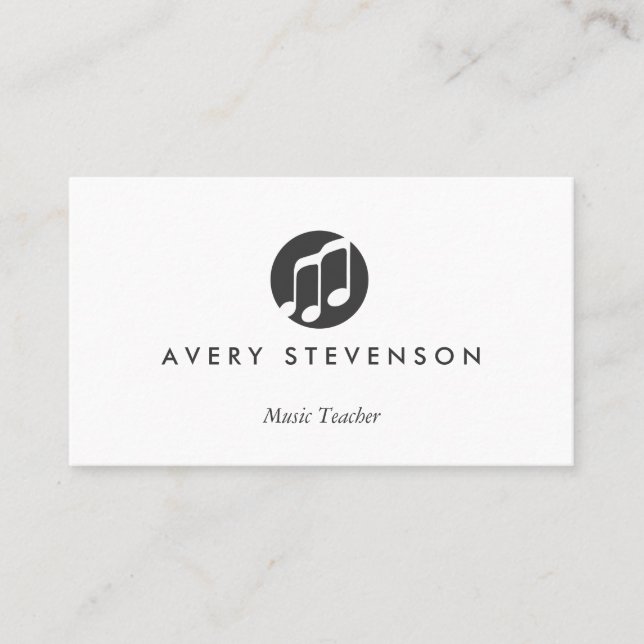 Cartão De Visita Professor de Música, Notas de Música, Músico (Frente)