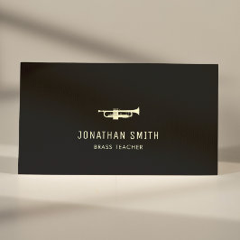 Cartão De Visita Professor de Música Profissional de Trompete Preto