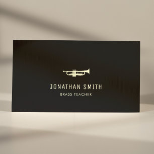 Cartão De Visita Professor de Música Profissional de Trompete Preto