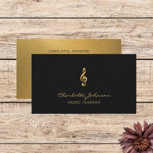 Cartão De Visita Professor de Música Profissional Dourado Treble Cl