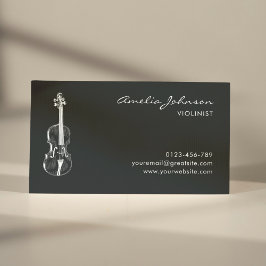 Cartão De Visita Professor de Música Profissional Elegante Violin B