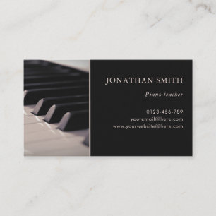Cartão De Visita Professor de Música Teclas de Piano Profissional
