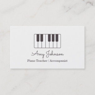 Cartão De Visita Professor de Piano de Música Minimalista Moderna